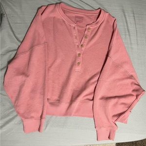 American Eagle Pink Waffle oversized shirt/crewneck